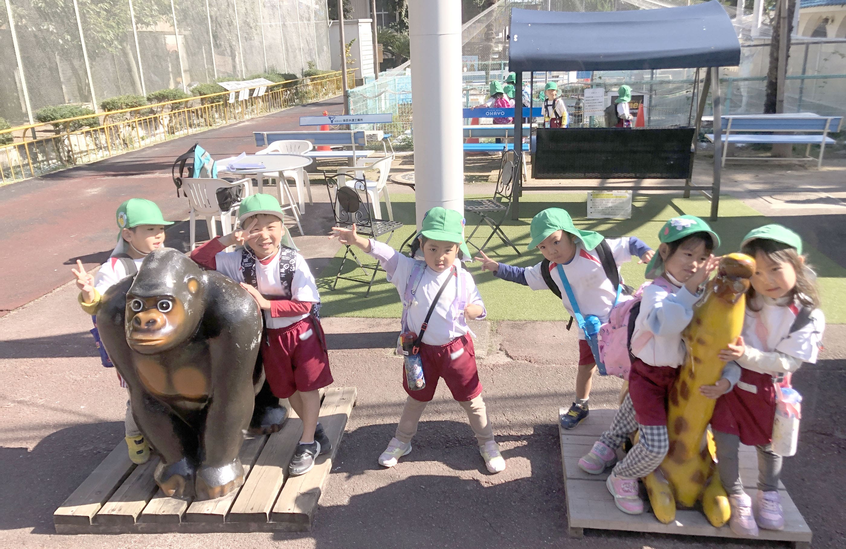 動物園で楽しむ園児の写真